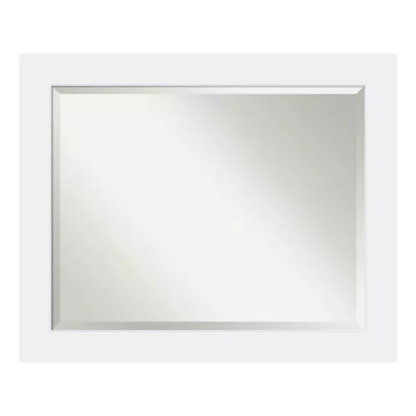 Amanti Art Corvino 33 in. W x 27 in. H Framed Rectangular Beveled Edge Bathroom Vanity Mirror in Satin White