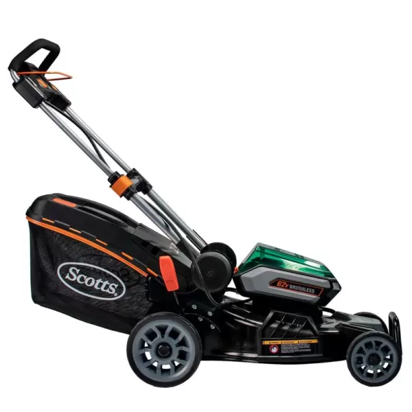 Scotts 21 in. 62-Volt Lithium-Ion Cordless Battery Walk Behind Push Mower with 5 Ah Battery and Charger Included