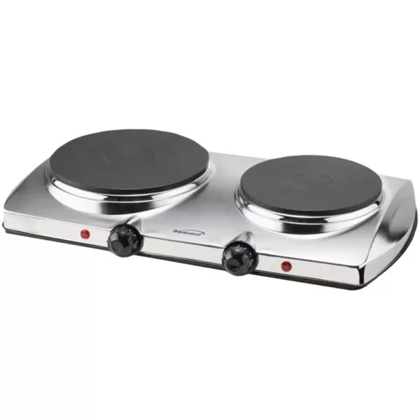 Brentwood Appliances 1440W 2-Burner 7.5 in. Silver Electric Hot Plate