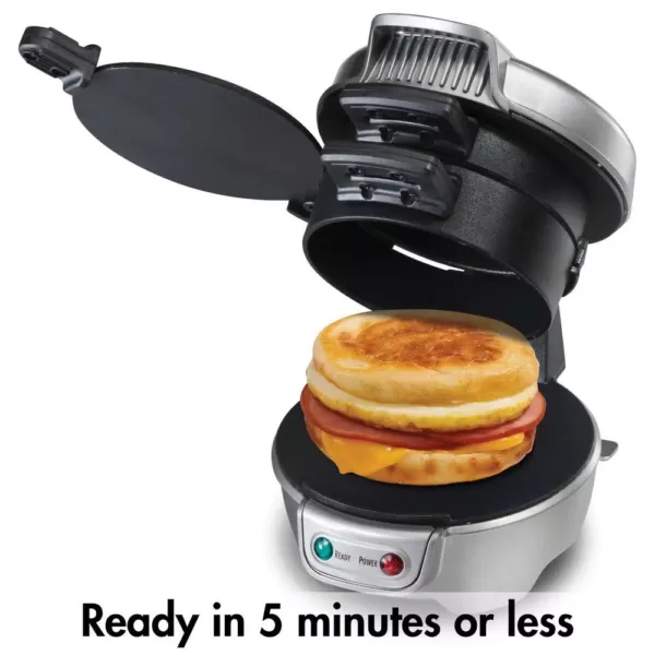 Hamilton Beach 600 W Silver Non-Stick Breakfast Sandwich Maker