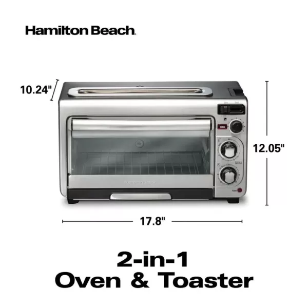 Hamilton Beach 2 in 1 1450 W 4-Slice Silver Toaster Oven with 2-Slice Toaster Slots