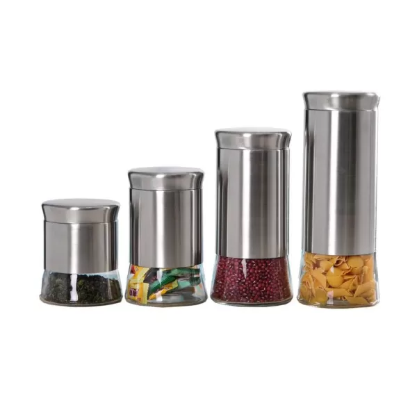 Home Basics Essence Stainless Steel Canister Set (4-Piece)