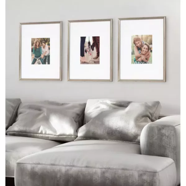 Kate and Laurel Adlynn 16 in. x 20 in. matted to 8 in. x10 in. Silver Picture Frames (Set of 3)