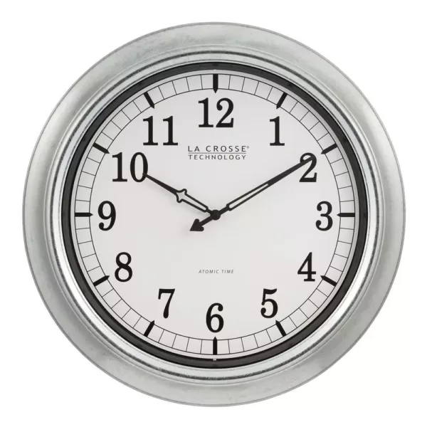 La Crosse Technology 18 in. Galvanized Indoor/Outdoor Atomic Analog Wall Clock