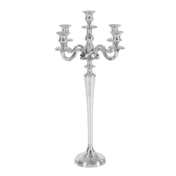 LITTON LANE 24 in. x 10 in. Classic Aluminum Five Light Candelabra in Polished finish