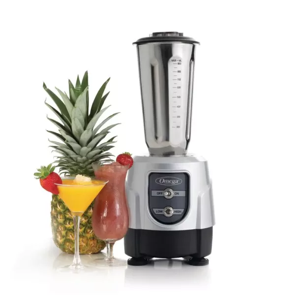 Omega 1 HP 32 oz. 2-Speed Silver Blender with Stainless Steel Jar