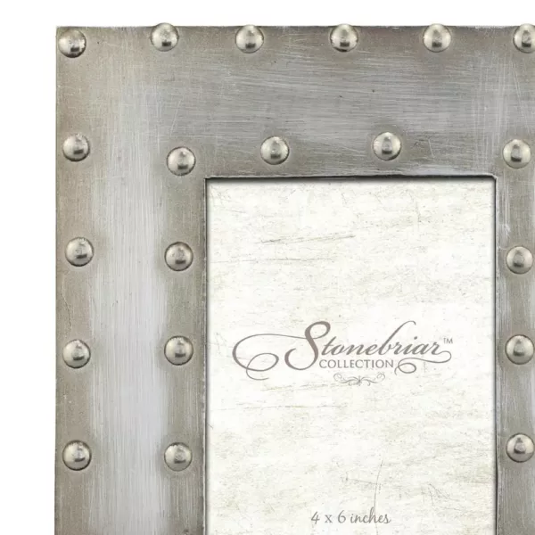 Stonebriar Collection 1-Opening 4 in. X 6 in. Silver with Rivet Detail Picture Frame