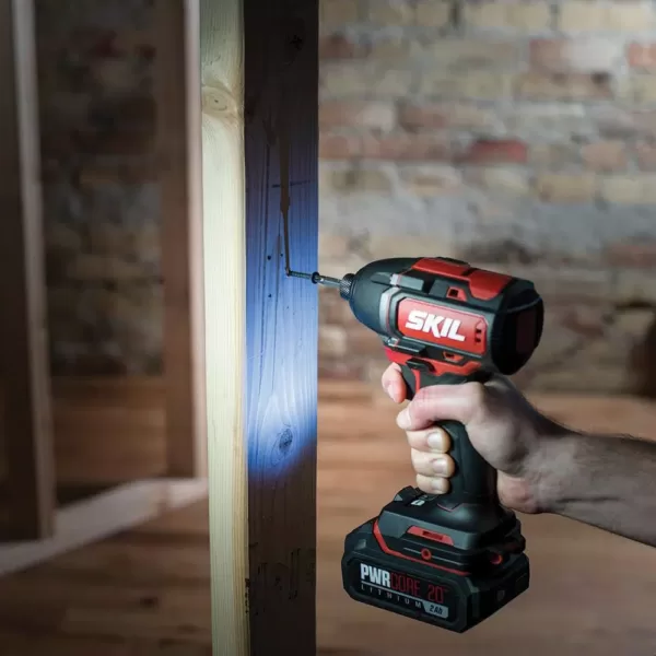 Skil PWRCore 20-Volt Brushless Cordless 1/4 in. Hex Impact Driver Kit Plus 2.0Ah Lithium-Ion Battery (USB) & PWRJump Charger