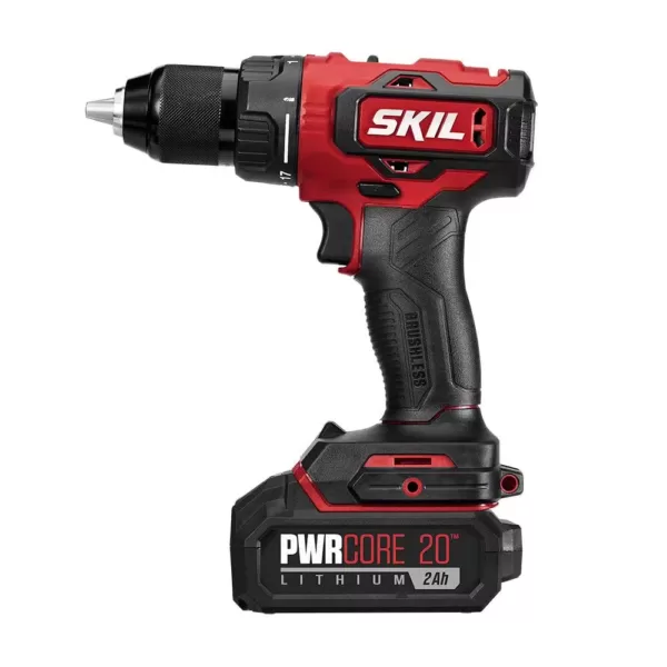 Skil PWRCore 20-Volt Brushless Cordless 1/2 in. Drill Driver Kit Plus 2.0Ah Lithium-Ion Battery (USB) Plus PWRJump Charger