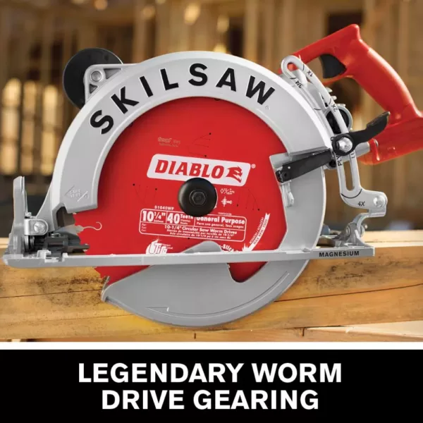 SKILSAW 15 Amp Corded Electric 10-1/4 in. Magnesium SAWSQUATCH Worm Drive Circular Saw with 40-Tooth Diablo Carbide Blade