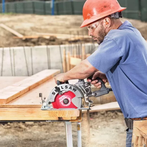 SKILSAW 15 Amp Corded Electric 7-1/4 in. Aluminum Worm Drive Circular Saw with 24-Tooth Carbide Tipped Diablo Blade