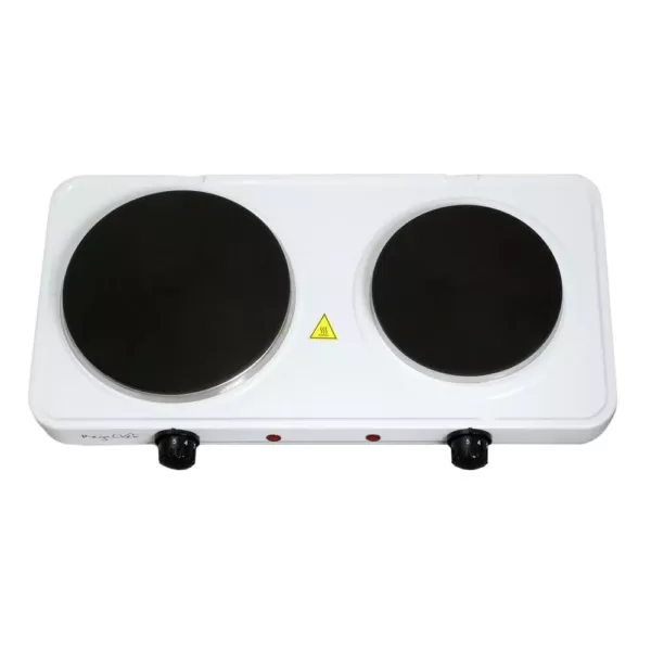 MegaChef Portable 2-Burner 7.25 in. Sleek White Hot Plate with Temperature Control