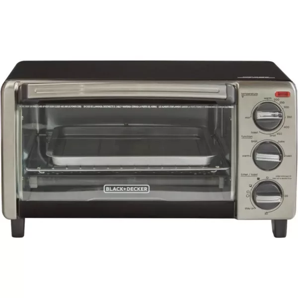 BLACK+DECKER 1150 W 4-Slice Black Stainless Steel Toaster Oven with Temperature Control