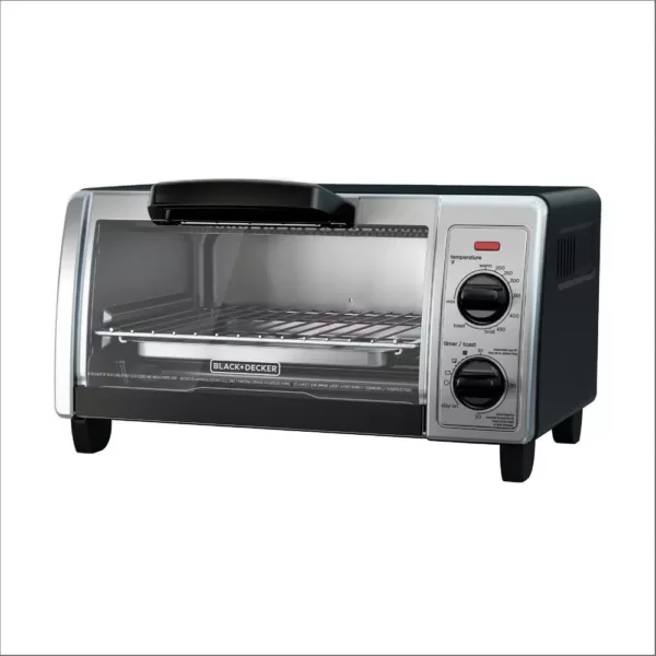 BLACK+DECKER 1150 W 4-Slice Black Stainless Steel Toaster Oven with Temperature Control