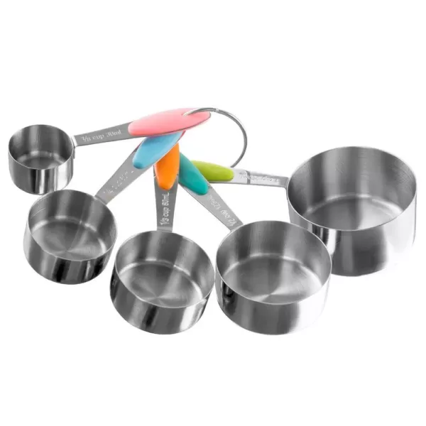 Classic Cuisine 5-Piece Stainless Steel with Silicone Measuring Cup Set