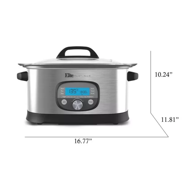 Elite 6.5 Qt. Stainless Steel Electric Multi-Cooker with Aluminum Pot