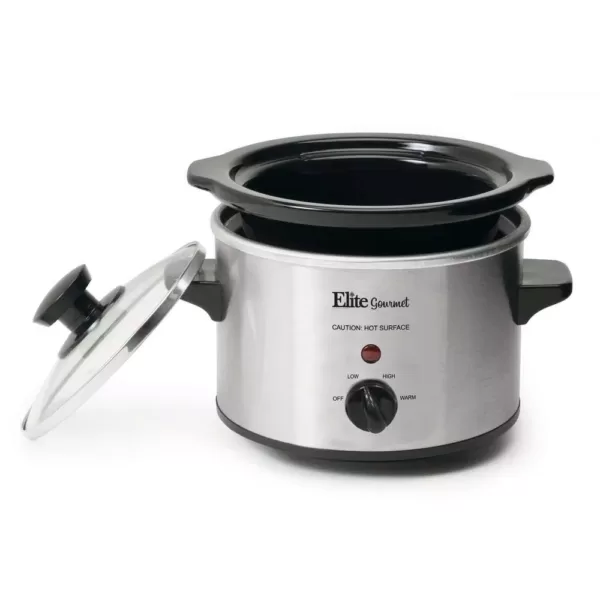 Elite Gourmet 1.5 Qt. Stainless Steel Mini Slow Cooker