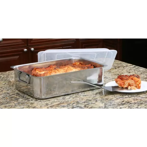 ExcelSteel 4-Piece All-in-one Stainless Steel Roaster and Lasagna Pan with Plastic Cover