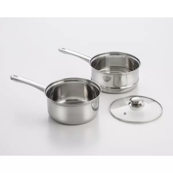 ExcelSteel 3-Piece 2.5 Qt Stainless Steel Double Boiler with Lid