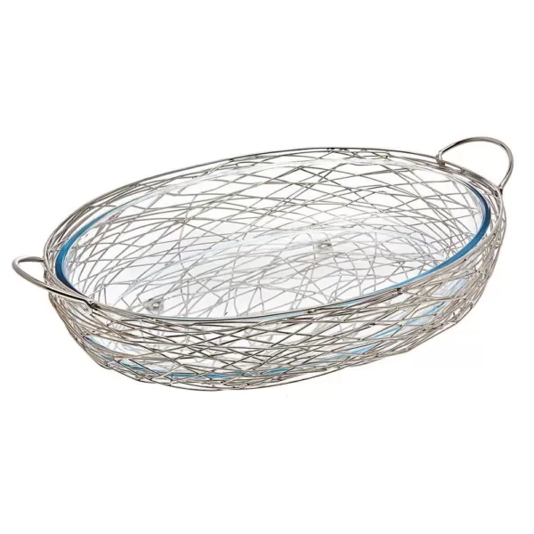 Godinger Nest Oval Baker with Glass Insert