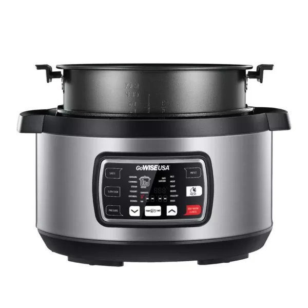 GoWISE USA Ovate 9.5 Qt. Stainless Steel Oval Electric Pressure Cooker with 6-Accessories and 50-Recipes