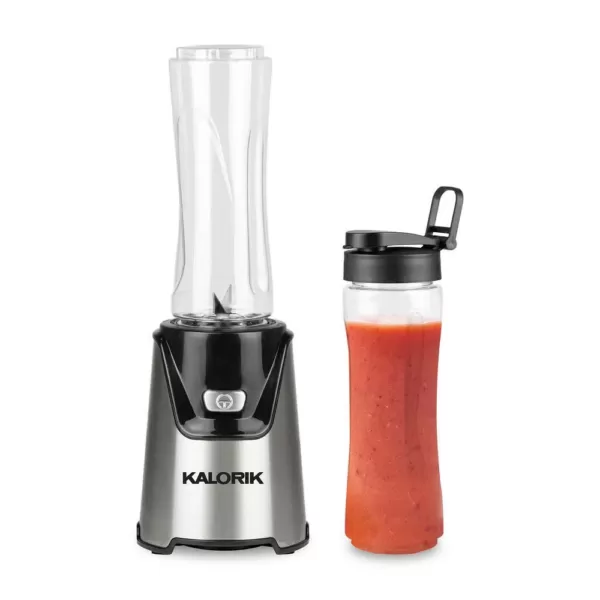 KALORIK Single Speed Stainless Steel Personal Blender with 2-20 oz. Tritan Bottles