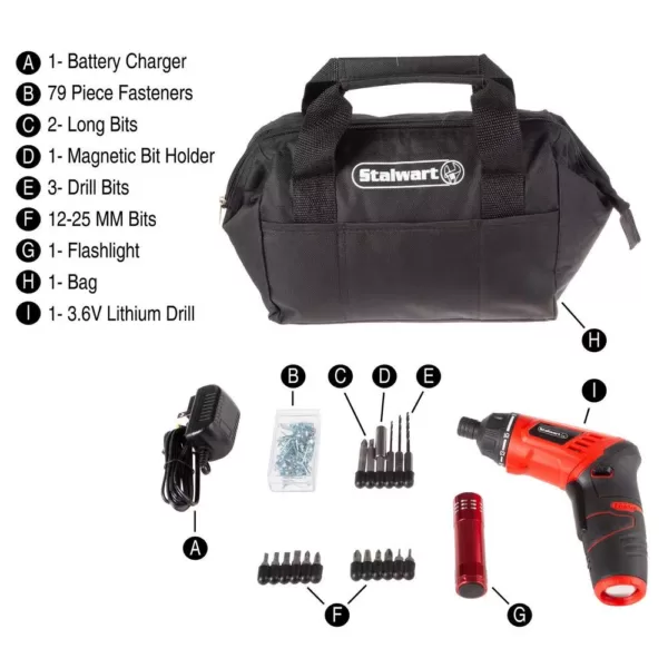 Stalwart 3.6-Volt Lithium-Ion Cordless 1/4 in. Electric Screwdriver (101-Piece)