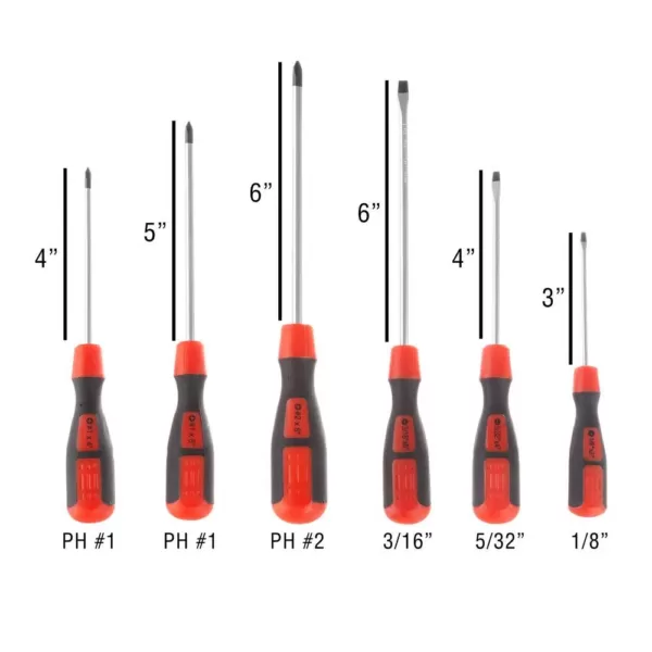 Stalwart Magnetic Tip Screwdriver Set with Hanging Storage Rack (6-Piece)