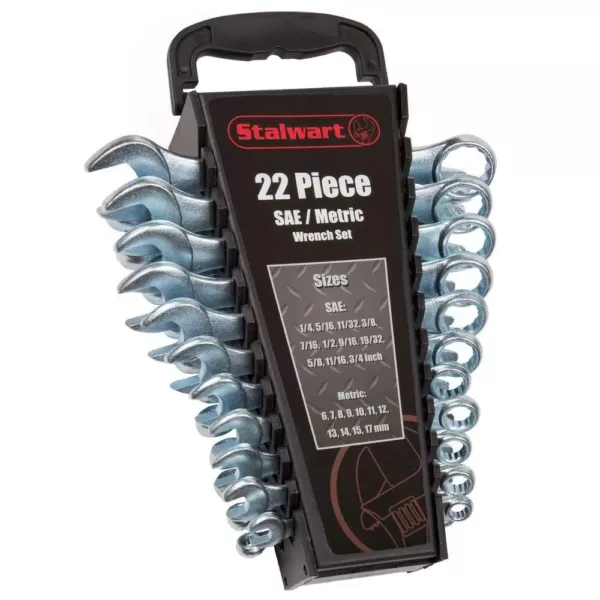 Stalwart Chrome SAE and Metric Wrench Set with Carry Case (22-Piece)