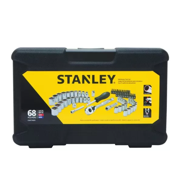 Stanley 1/4 in. & 3/8 in. Drive Full Polish Chrome SAE & Metric Mechanic Tool Set (97-Piece) w/ Bonus  Mechanic Tool Set (68pc)