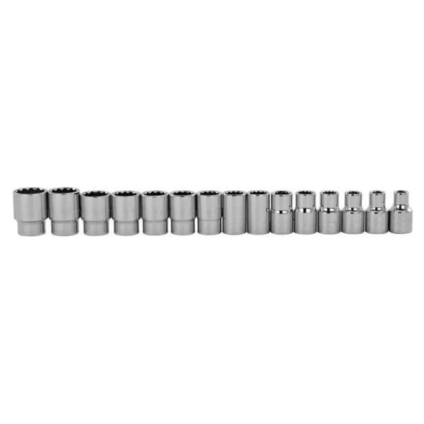 Stanley 1/2 in. Drive Professional Grade 12-Point Metric Socket Set (15-Piece)