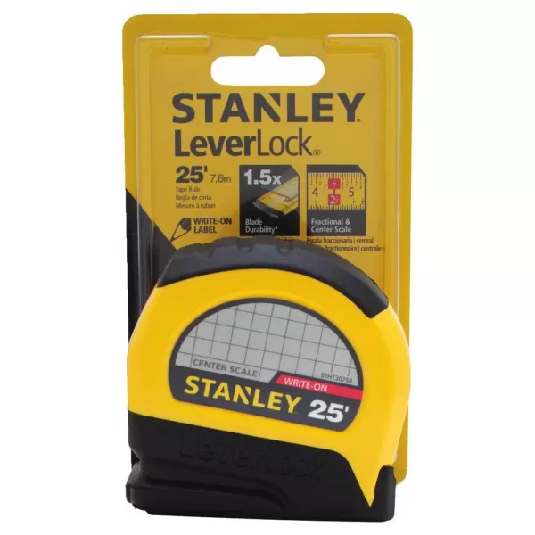 Stanley LeverLock 25 ft. x 1 in. CC Center Tape Measure