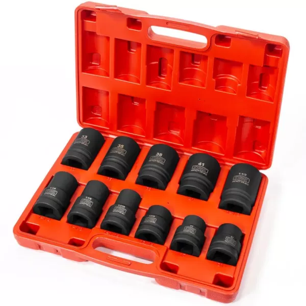 Stark 1 in. Drive Duo Combination SAE and Metric Deep Impact Socket Set with Carrying Case (11-Piece)