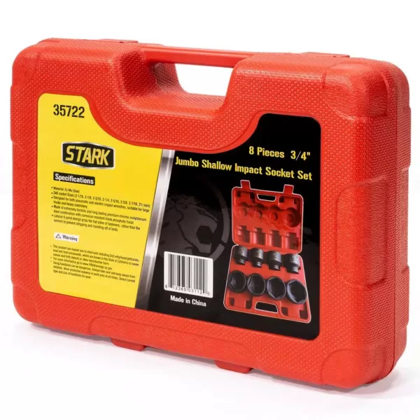 Stark Jumbo 3/4 in. Drive SAE Shallow Impact Socket Set (8-Piece)