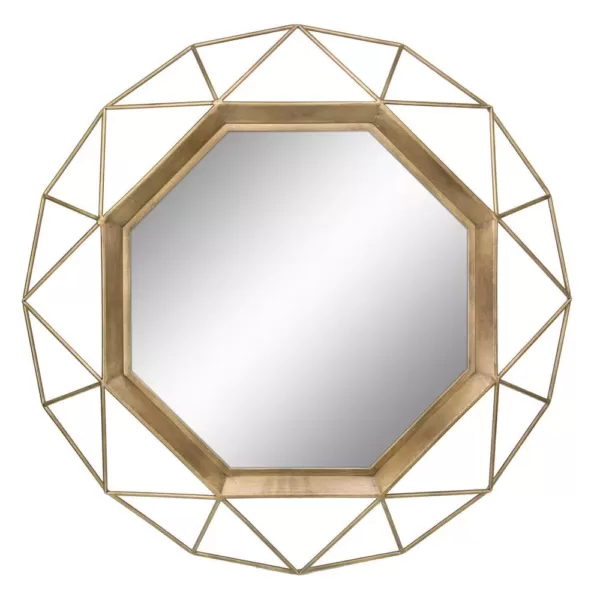 Stonebriar Collection Medium Round Gold Art Deco Mirror (29.75 in. H x 29.75 in. W)