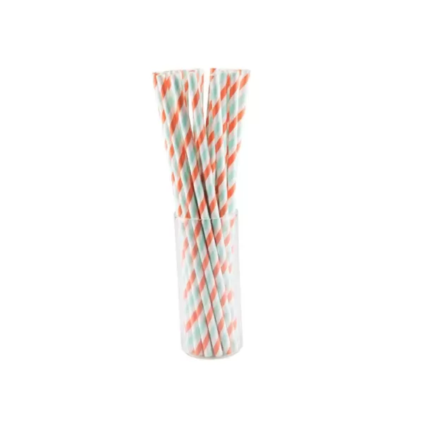 Sugar Plum Party 50-Piece Citrus Blue and Orange Assorted Disposable Paper Straw