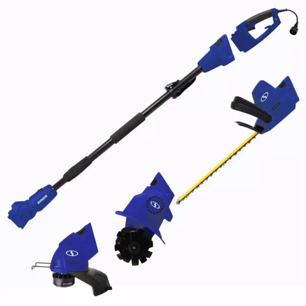 Sun Joe 4.5 Amp Electric Lawn and Garden Multi-Tool System Hedge Trimmer/Grass Trimmer/Garden Tiller, Blue