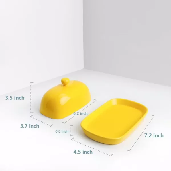 Sweese Porcelain Cute Butter Dish with Lid - Yellow, Set of 1