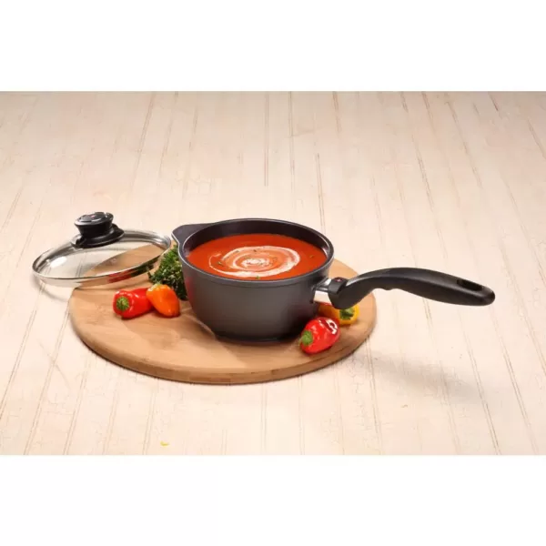 Swiss Diamond Classic Series 1.4 qt. Cast Aluminum Nonstick Sauce Pan in Gray with Glass Lid