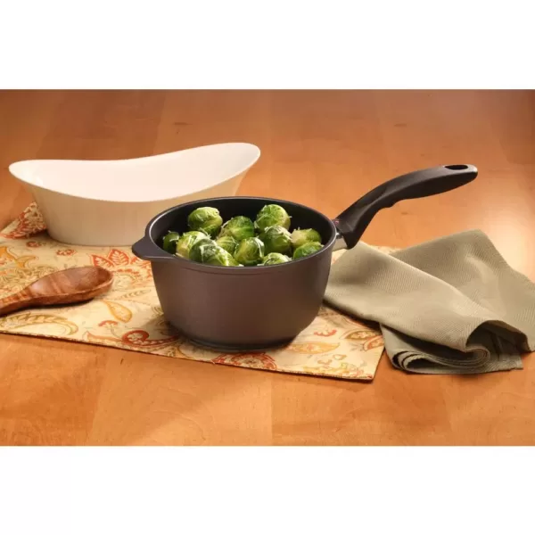 Swiss Diamond Classic Series 2.2 qt. Cast Aluminum Nonstick Sauce Pan in Gray with Glass Lid