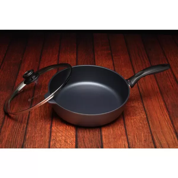 Swiss Diamond Classic Series 4.3 qt. Cast Aluminum Nonstick Saute Pan in Gray with Glass Lid