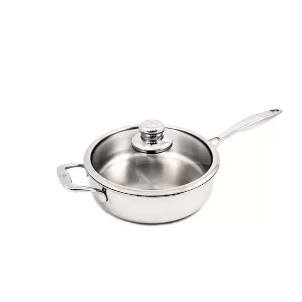 Swiss Diamond Premium Clad 3.2 qt. Stainless Steel Saute Pan with Glass Lid