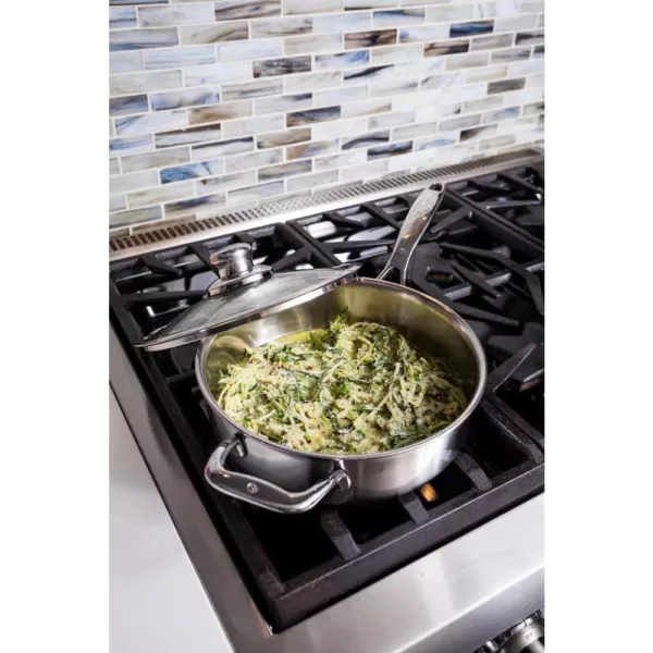 Swiss Diamond Premium Clad 3.2 qt. Stainless Steel Saute Pan with Glass Lid