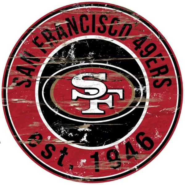 Adventure Furniture 24" NFL San Francisco 49ers Round Distressed Sign