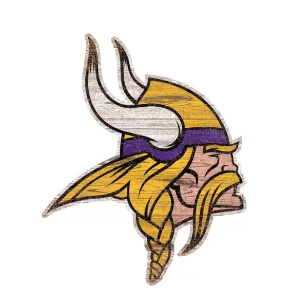 Adventure Furniture NFL Indoor Minnesota Vikings Distressed Logo Cutout Wood Sign