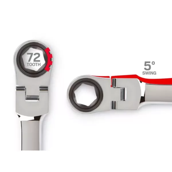 TEKTON 5/16 in. x 3/8 in. Flex-Head Ratcheting Box End Wrench