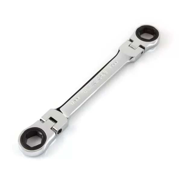 TEKTON 17 mm x 19 mm Flex-Head Ratcheting Box End Wrench