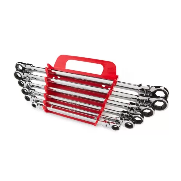 TEKTON 6-Piece Extra Long Flex-Head Ratchet Box End Wrench Set (8-19 mm)