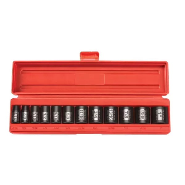 TEKTON 3/8 in. Drive 5/16-1 in. 6-Point Shallow Impact Socket Set (12-Piece)