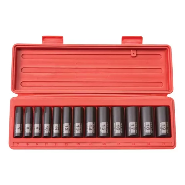 TEKTON 3/8 in. Drive 7-19 mm 6-Point Deep Impact Socket Set (13-Piece)